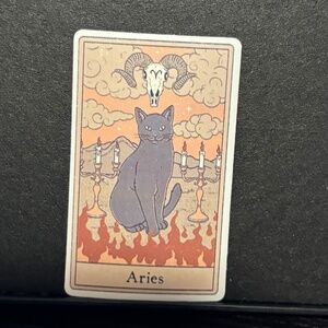 CAT TAROT CARD STICKER- ARIES